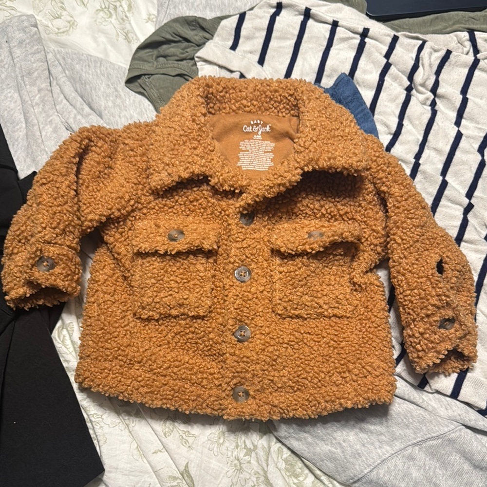 Cat & Jack Orange Sherpa Jacket Warm Plush Design